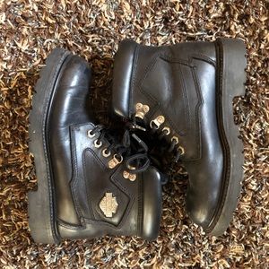 Harley Davidson Biker Black Leather Boots Size 7